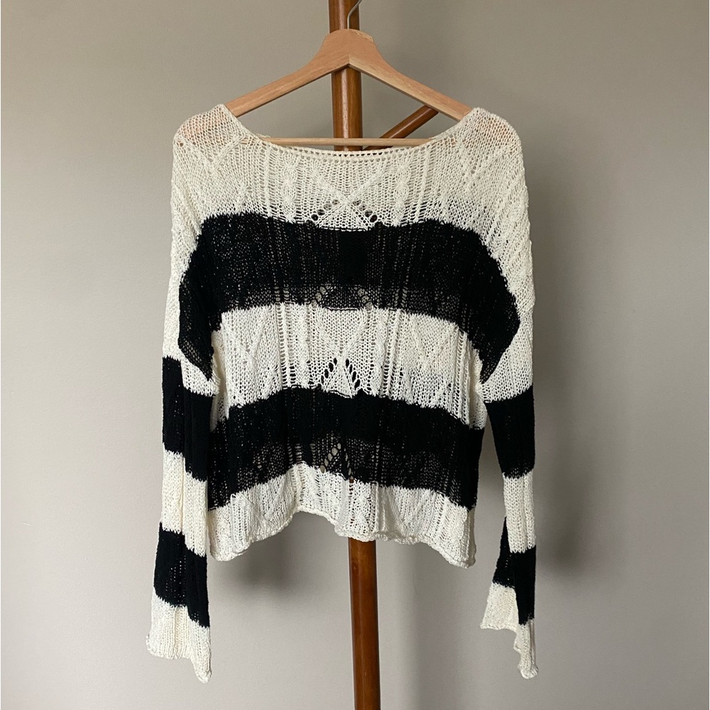 Relaxed Slouchy Striped Long Sleeve Sweater